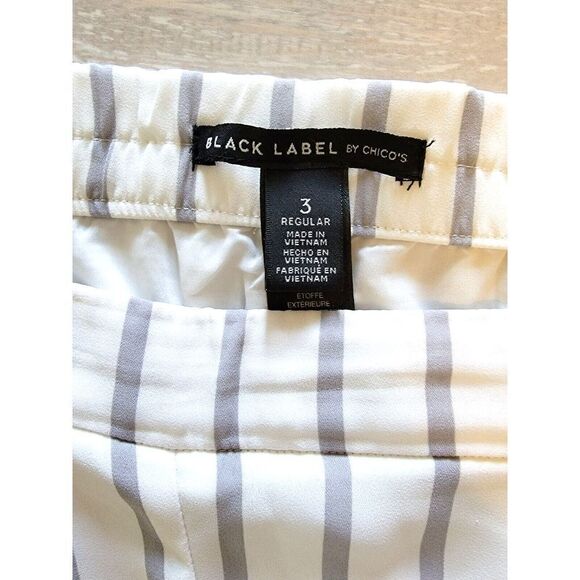 Chicos Black Label Size 3 (Size XL) White with Gray Stripes Wide Leg Sl… - Picture 4 of 6